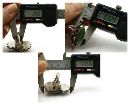 Navajo Ring .925 Silver Green Spiderweb Turquoise Native Artist C.1980's