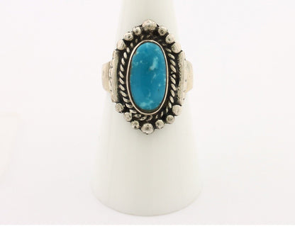 Navajo Ring 925 Silver Blue Gem Turquoise Artist Signed RR C.80's