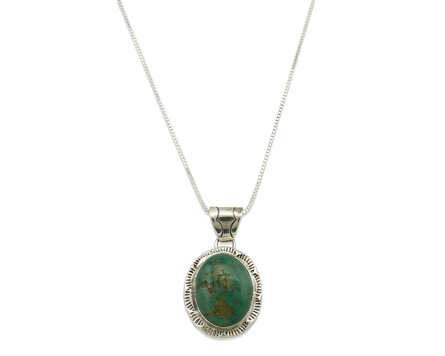 Navajo Kingman Turquoise Pendant .925 Silver Artist Signed JP C.80's