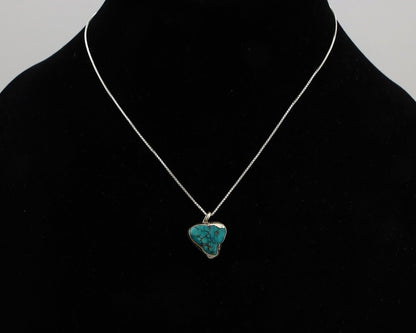 Navajo Handmade Necklace 925 Silver Blue Morenci Turquoise Native Artist C.80's