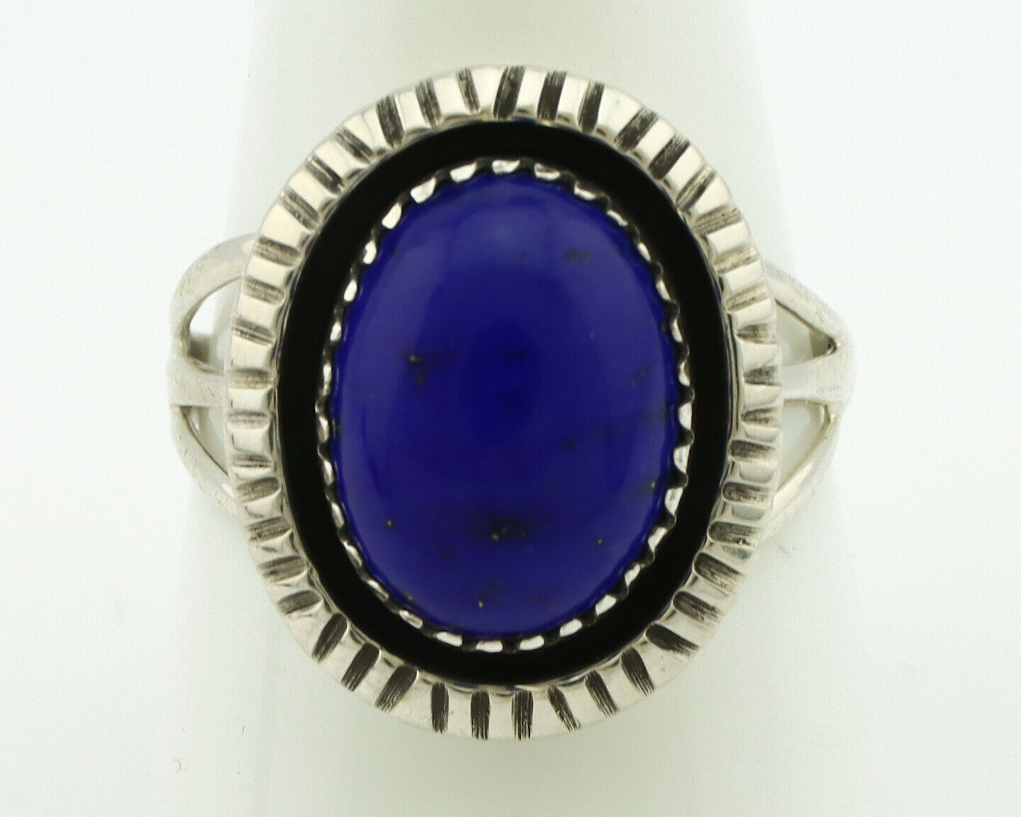 Navajo Ring .925 Silver Natural Lapis Lazuli Native American Artist C.80's
