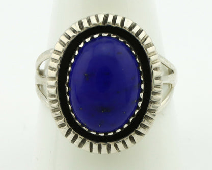 Navajo Ring .925 Silver Natural Lapis Lazuli Native American Artist C.80's