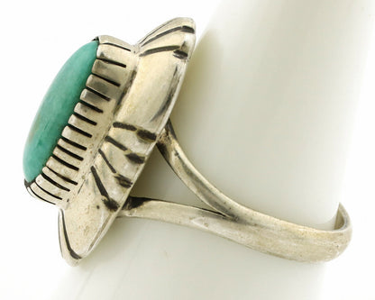 Navajo Ring .925 Silver Green Turquoise Artist Signed M Montoya C.80's