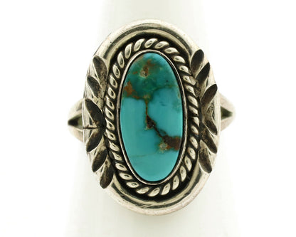 Navajo Ring .925 Silver Kingman Turquoise Native American Artist C.1980's