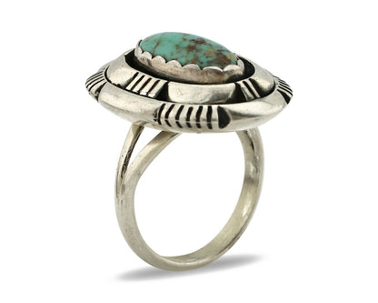 Navajo Ring .925 Silver Royston Turquoise Artist Signed L. M. Nez C80s