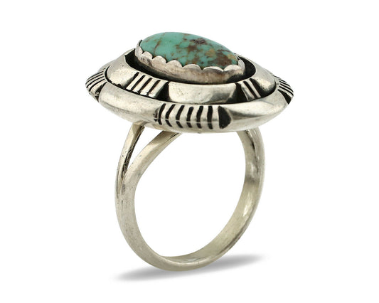 Navajo Ring .925 Silver Royston Turquoise Artist Signed L. M. Nez C80s