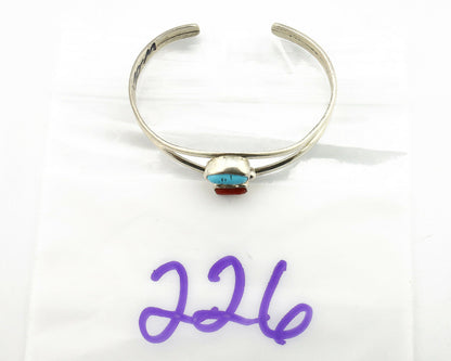 Navajo Bracelet .925 Silver Coral & Turquoise Artist Native American Artist C.90