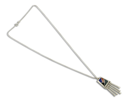 Women's Navajo Gemstone Pendant Dangles .925 Silver Signed Teme