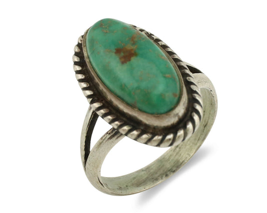 Navajo Ring .925 Silver Manassas Turquoise Artist Native American C.1980's