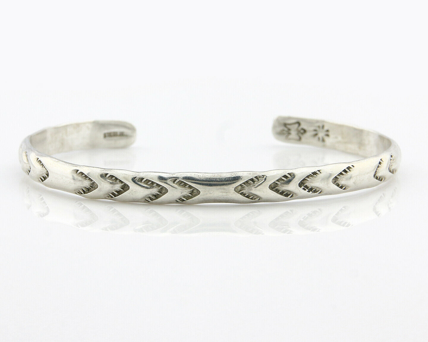 Navajo Bracelet .925 Silver Hand Stamped Arrow Head Artist Begay & Montoya C80s