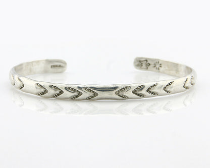 Navajo Bracelet .925 Silver Hand Stamped Arrow Head Artist Begay & Montoya C80s