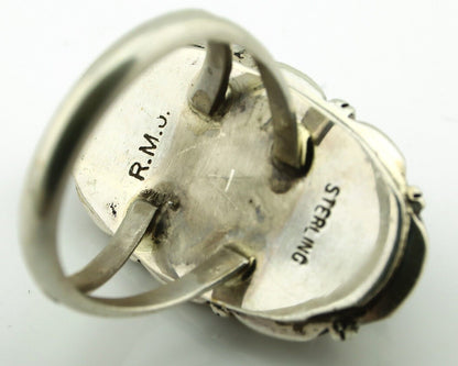 Navajo Handmade Ring 925 Silver Natural Lapis Lazuli Artist Signed RMJ C.80's