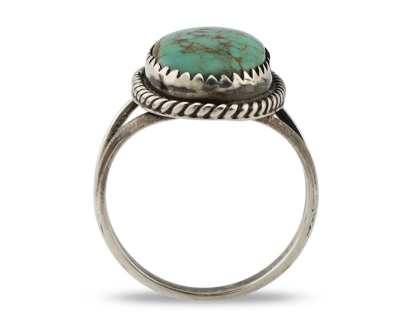 Navajo Handmade Ring 925 Silver Kingman Turquoise Artist Signed MC C.80's