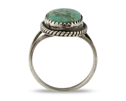 Navajo Handmade Ring 925 Silver Kingman Turquoise Artist Signed MC C.80's