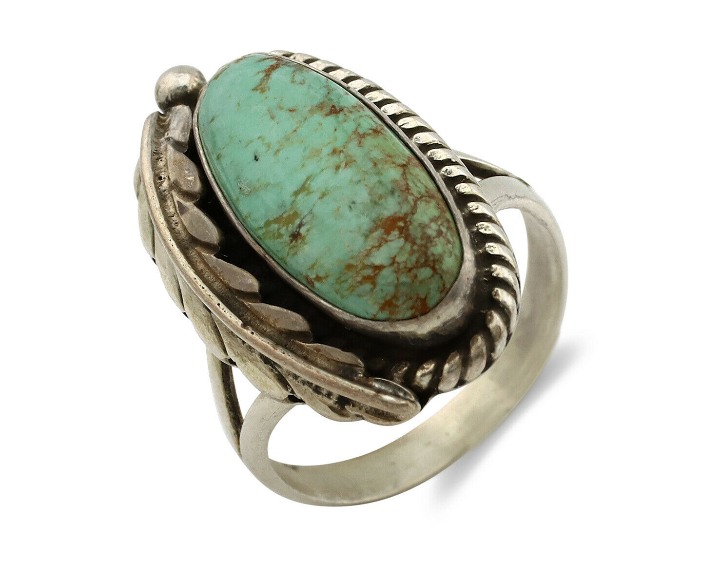 Navajo Ring .925 Silver Arizona Turquoise Signed Apache Manufacturing C80s