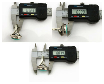 Navajo Ring .925 Silver Kingman Turquoise Native American Artist C.1980's