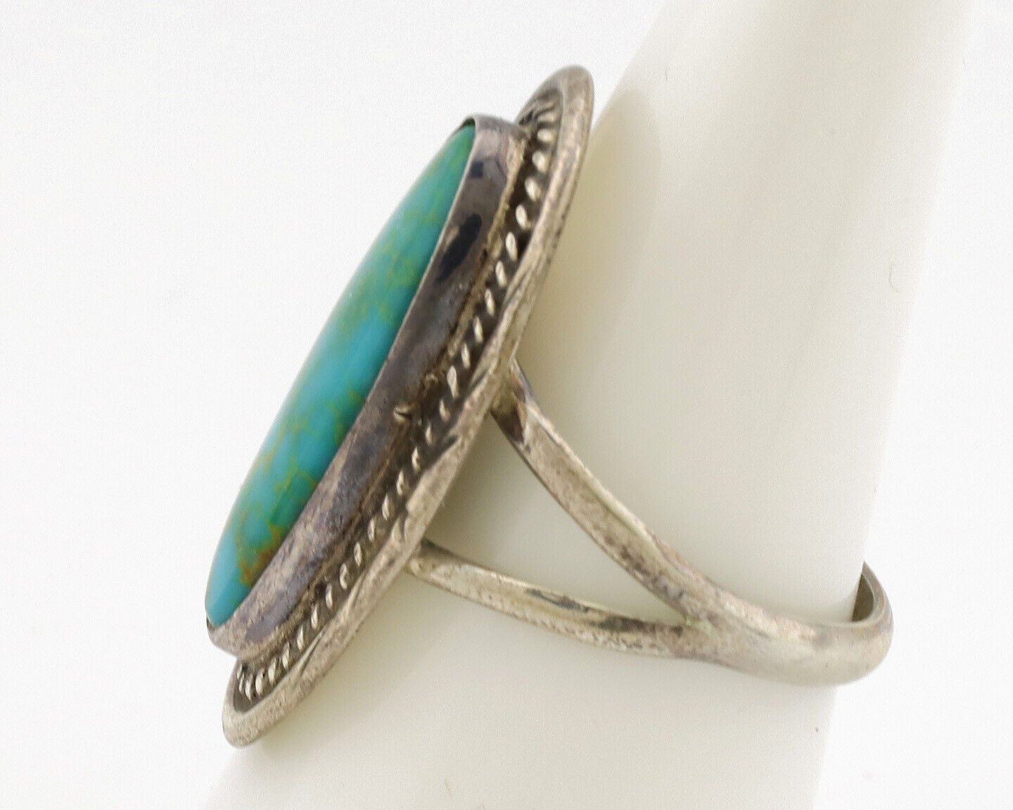Navajo Ring .925 Silver Nevada Turquoise Native American Artist C.1980's