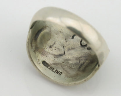 Navajo Ring 925 Silver Chip Inlay Turquoise Artist Signed Thomas Singer C.80's