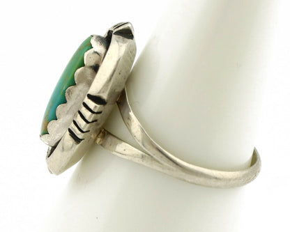 Navajo Ring .925 Silver Kingman Turquoise Artist Signed Apache C.80's
