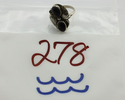Navajo Ring 925 Silver Natural Mined Onyx Artist Signed T Thomas C.80's