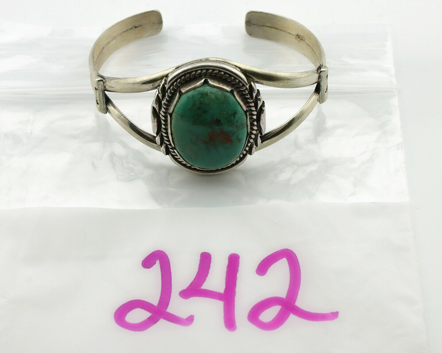 Navajo Bracelet .925 Silver Southwest Turquoise Signed Apache Manufacturing C80s