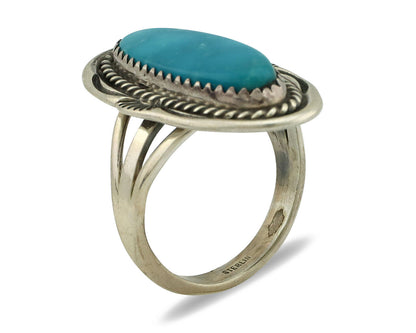 Navajo Ring 925 Silver Southwest Blue Turquoise Artist Signed Begay C.80's