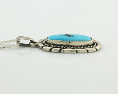 Navajo Necklace 925 Silver Sleeping Beauty Turquoise Signed M Montoya C.80's