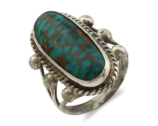 Navajo Ring .925 Silver Blue Southwest Turquoise Native American Artist C80s