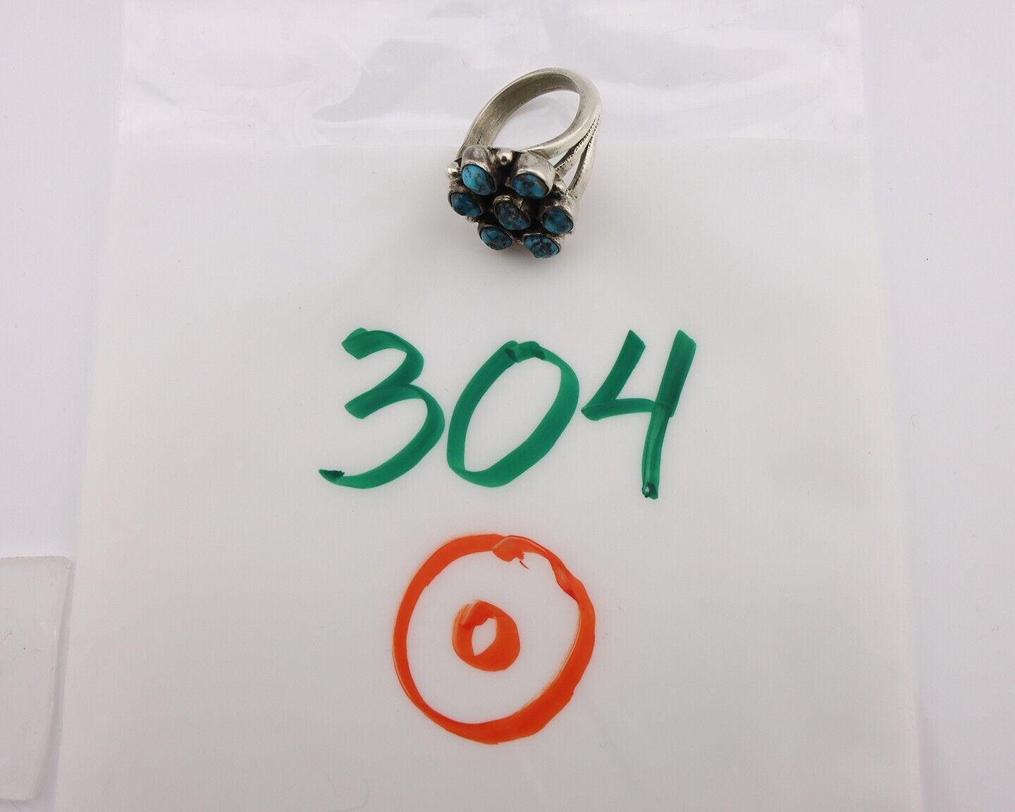 Navajo Ring .925 Silver Natural Blue Turquoise Artist Signed LP C.80's