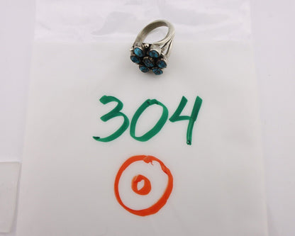 Navajo Ring .925 Silver Natural Blue Turquoise Artist Signed LP C.80's