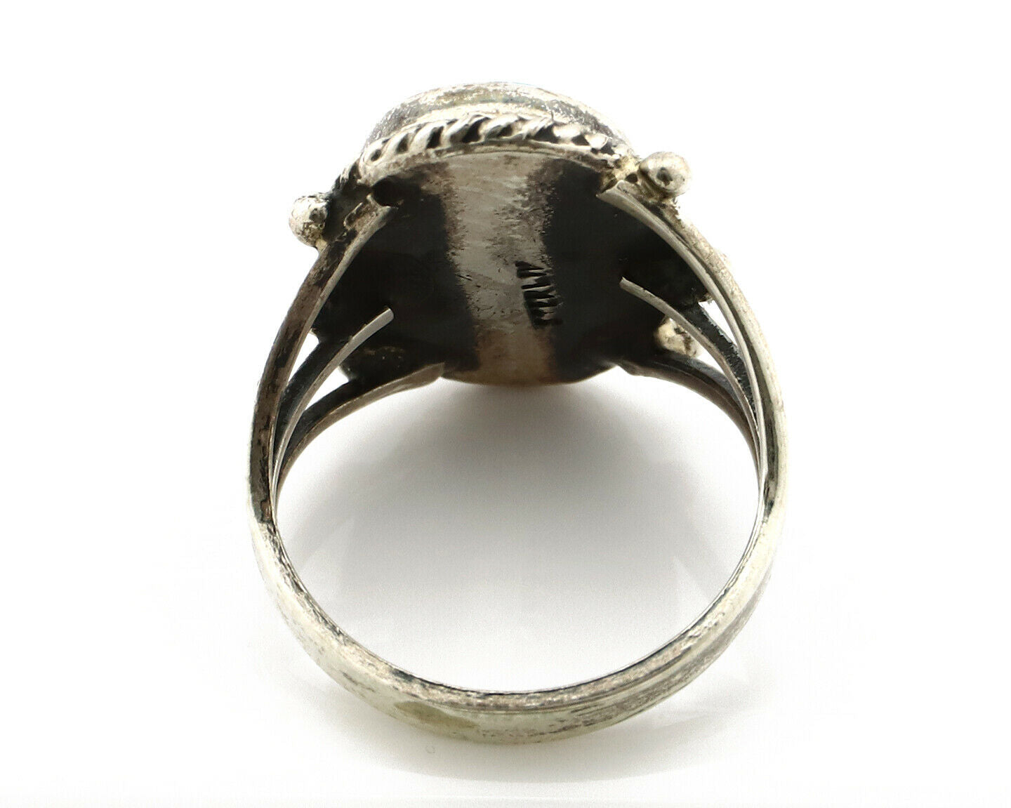 Navajo Ring .925 Silver Morenci Turquoise Native American Artist C80s