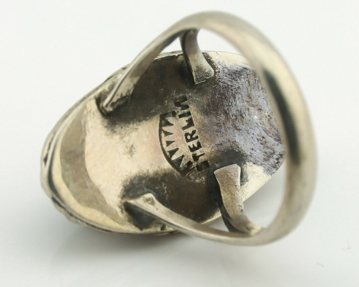Navajo Ring .925 Silver Natural Turquoise Artist Signed Native American C.80's
