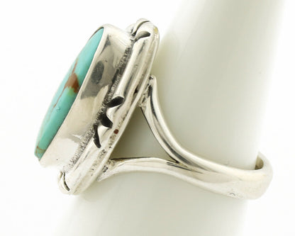 Navajo Ring .925 Silver Natural Mined Turquoise Artist Signed Gecko C.80's