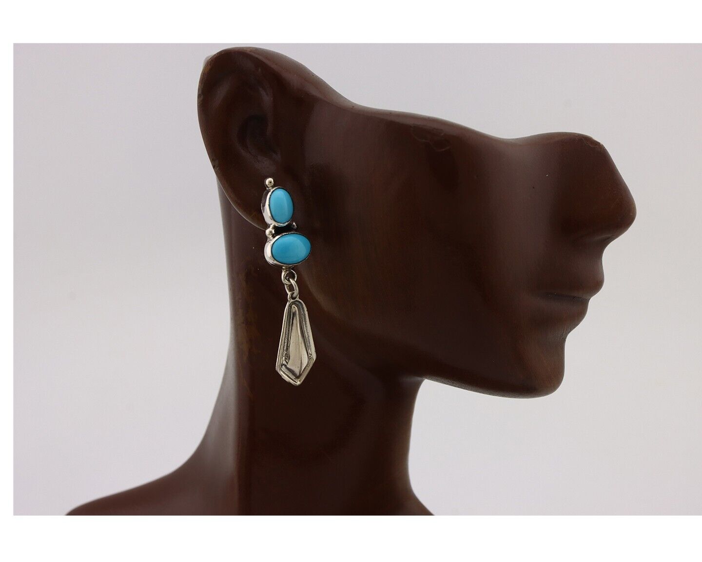 Navajo Earrings 925 Silver Natural Blue Turquoise Native American Earrings C80's