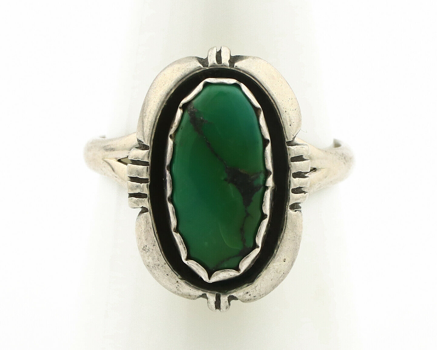Navajo Ring .925 Silver Kingman Turquoise Handmade Native American Artist C.80's