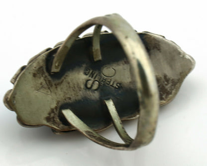 Navajo Ring .925 Silver Natural Blue Turquoise Artist Signed SC C.80's