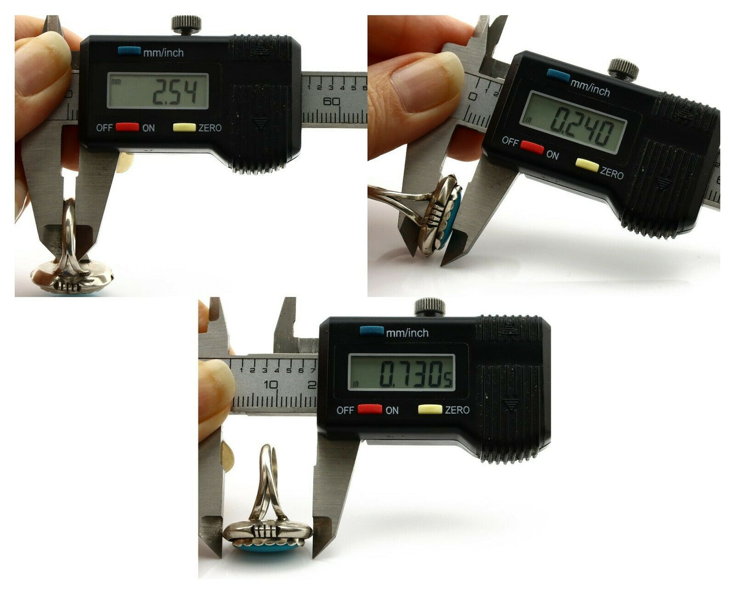 Navajo Ring .925 Silver Kingman Turquoise Handmade Native American Artist C80s