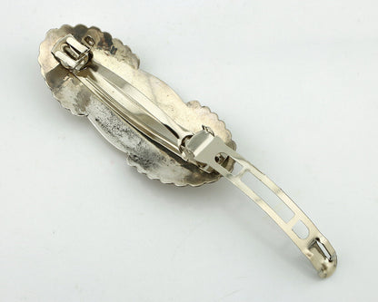 Women's Navajo Hair Clip Barrette .925 Silver Hand Stamped Artist C Montoya C80s
