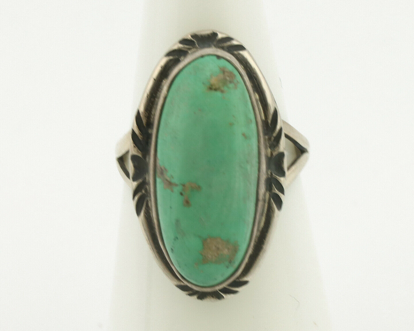 Navajo Ring .925 Silver Natural Turquoise Artist Signed Native American C.80's