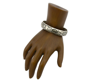 Navajo Bracelet .925 Silver Hand Stamped Artist Signed Tracy C.80's