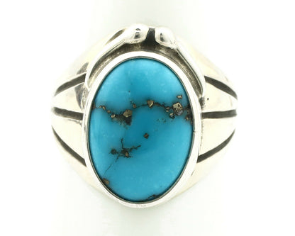 Navajo Ring .925 Silver Morenci Southwest Turquoise Native Artist C.80's