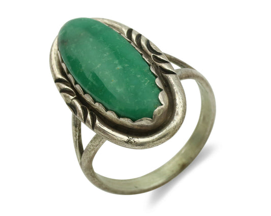 Navajo Ring .925 Silver Kingman Turquoise Native American Artist C.1980's