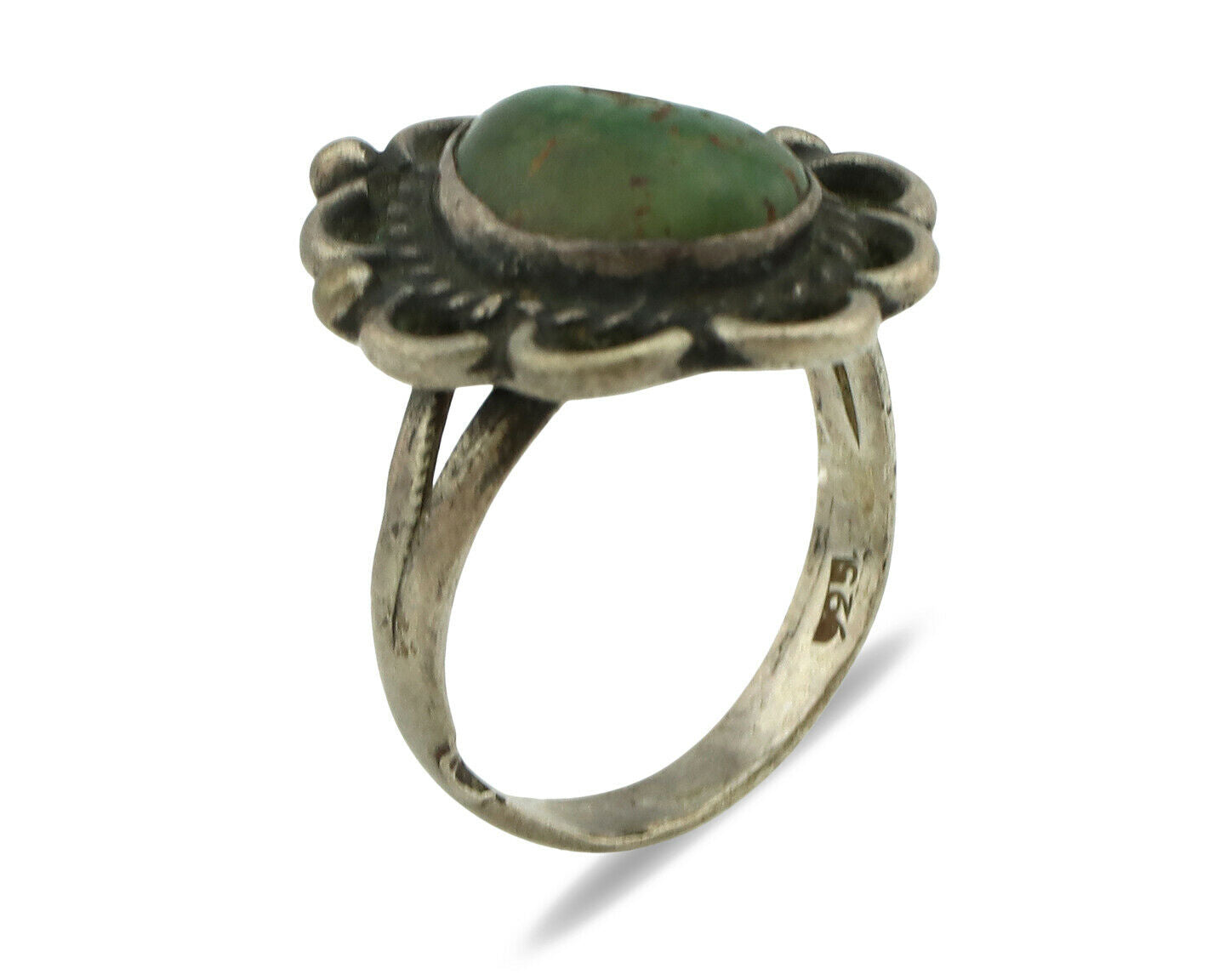 Navajo Ring .925 Silver Natural Turquoise Native American Artist C.80's