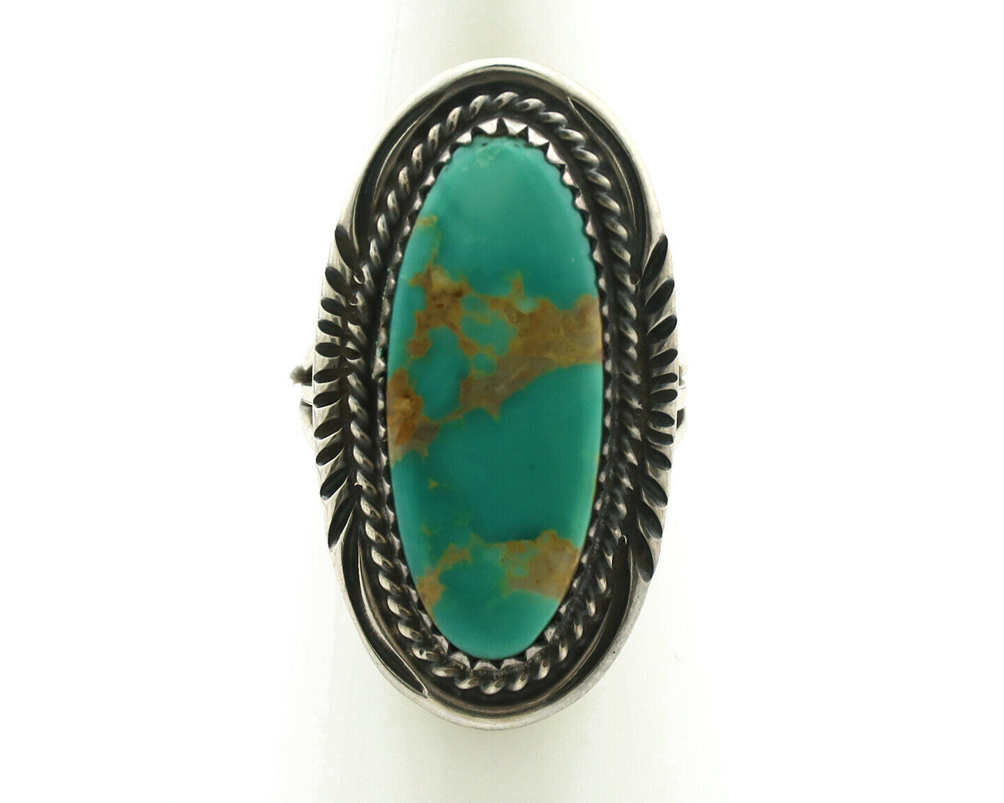 Navajo Ring 925 Silver Natural Blue Turquoise Artist Signed USA C.80's