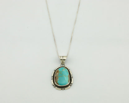 Navajo Necklace .925 Silver Kingman Turquoise Native American Artist C.1980's
