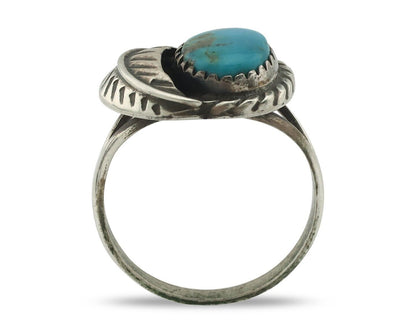 Navajo Handmade Ring .925 Silver Kingman Turquoise Native Artist C.80's