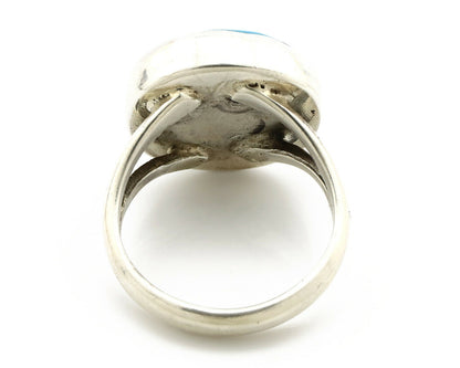 Navajo Shield Ring .925 Silver Kingman Turquoise Native American Artist C.80's