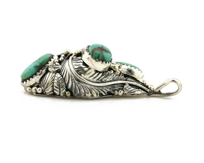 Navajo Pendant .925 Silver Kingman Turquoise Signed Artist Tom Willeto C.80's