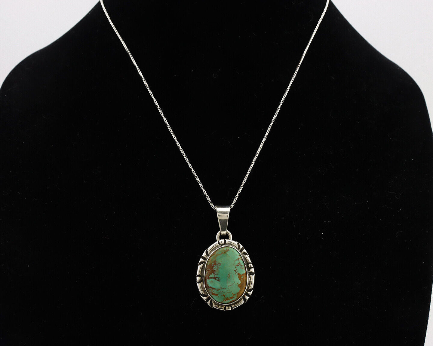 Navajo Necklace 925 Silver Kingman Turquoise Artist Signed Gecko C.80's