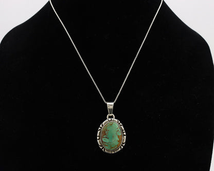 Navajo Necklace 925 Silver Kingman Turquoise Artist Signed Gecko C.80's